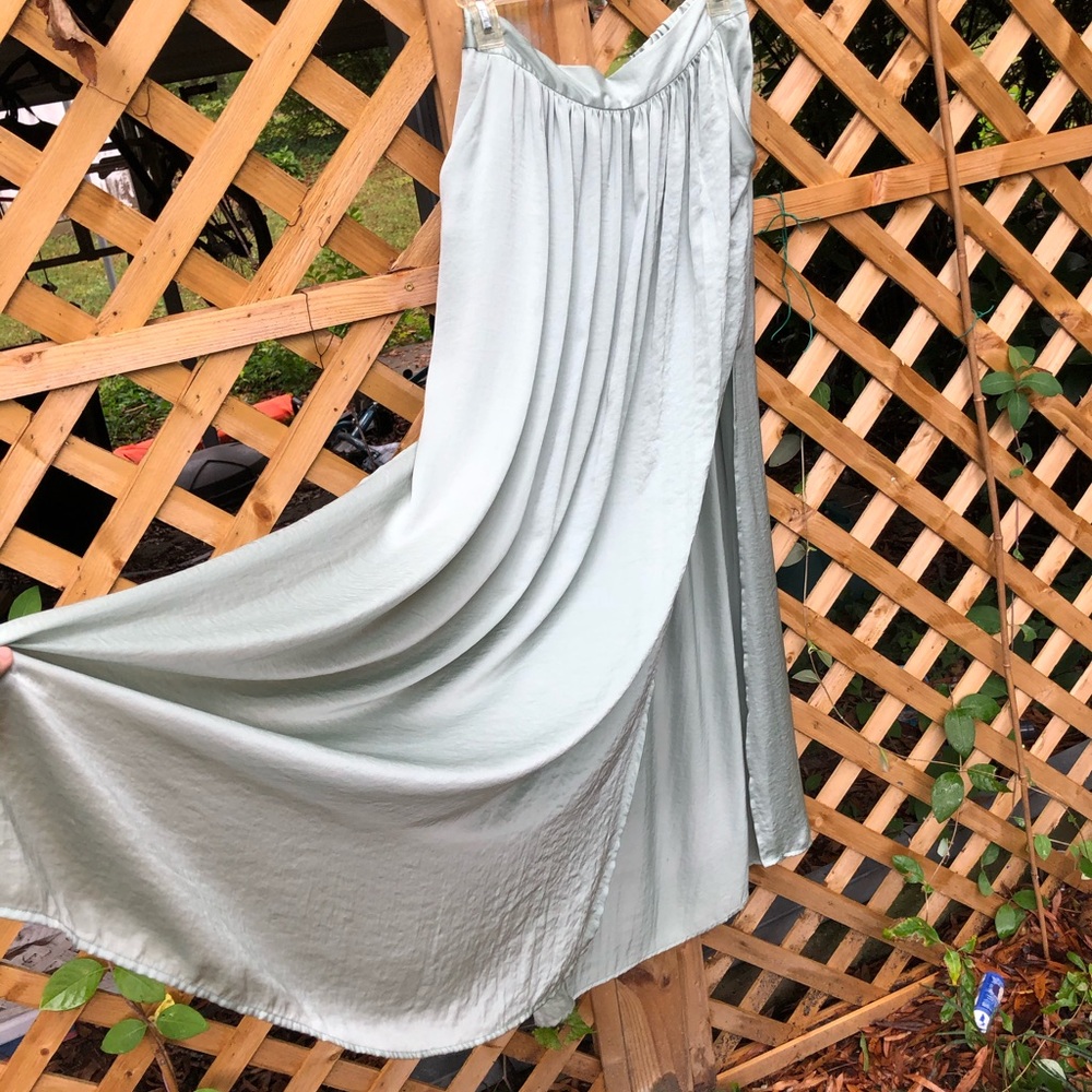 Mint green maxi skirt with slits, Urban Outfitters